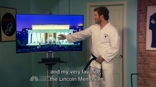 The mental institution called the Smithsonian and the Lincoln Memorial, in Parks and Recreation, The