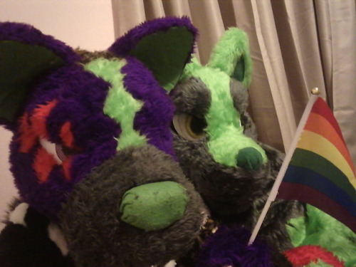 scrapthemurrsuit: happy pride month from Scraps and Evenji! :3