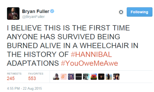 Fuller confirms Chilton will survive.Dear God, Chilton is Jason Vorhees.