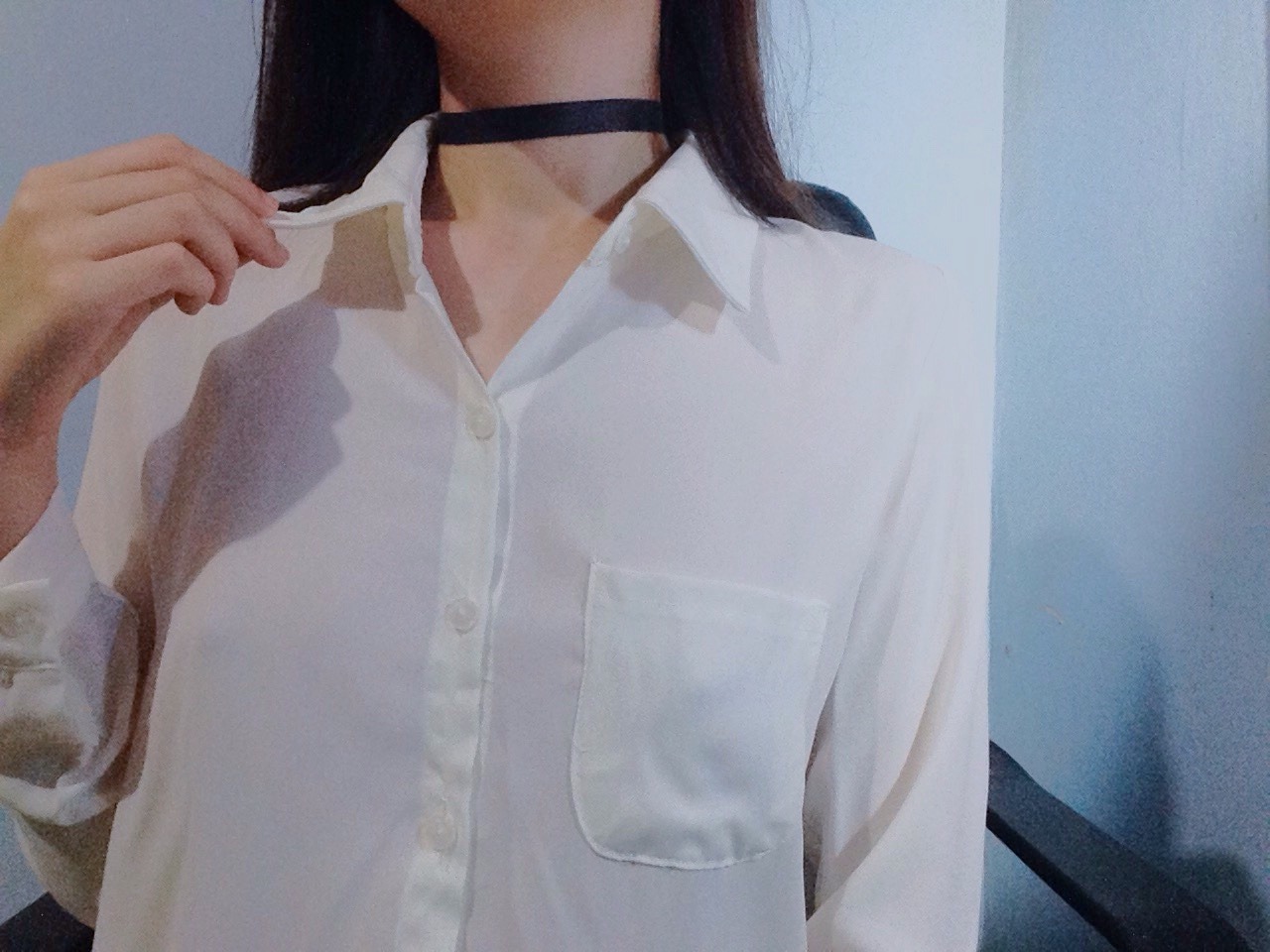 gummyxoxo:  A little peak of my uniform 🌼💕and no I do not wear a choker in