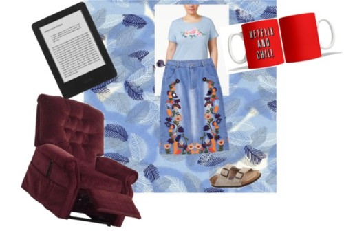 My weekend plans by msgypsy featuring power recliner chairsKaren Scott plus size tee / Denim skirt /