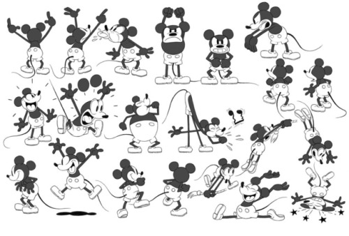 ‪Models for the Mickey Mouse short, Get a Horse (2013). By Eric Goldberg. Old-fashioned rubber hose 
