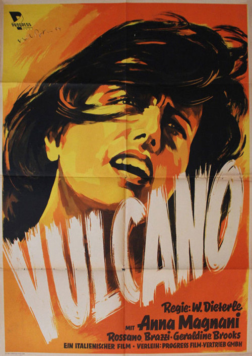 1953 East German poster for VOLCANO (William Dieterle, Italy, 1950)Artist: Kurt GeffersPoster source