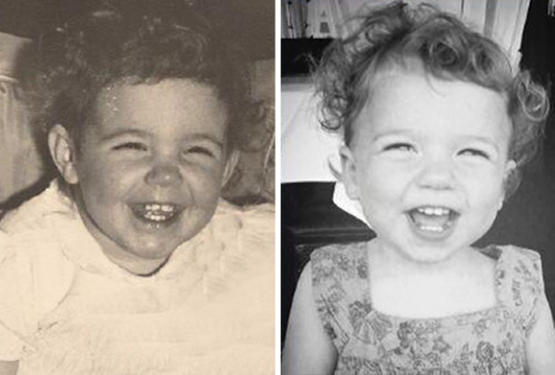 benedict-sherlockbatch:  a-night-in-wonderland:  Photos Of Parents And Kids At The Same Age  for the first 4 i legit thought they had just recoloured it. like holy shit they look alike!