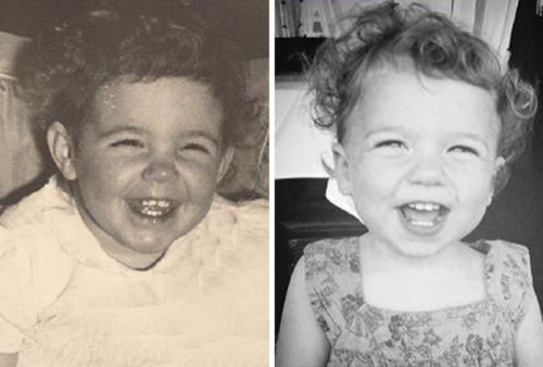 benedict-sherlockbatch:a-night-in-wonderland:  Photos Of Parents And Kids At The Same Age  for the first 4 i legit thought they had just recoloured it. like holy shit they look alike!