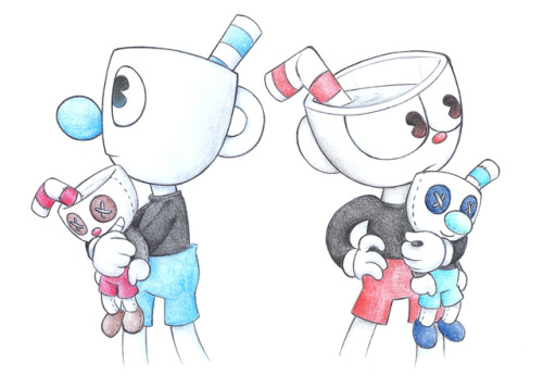 evil cuphead and mugman plush