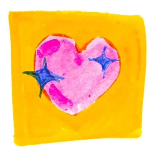 audawart:glitter heart girl[ID: Six square shaped marker drawings, arranged in 2x3 rows, each of a d