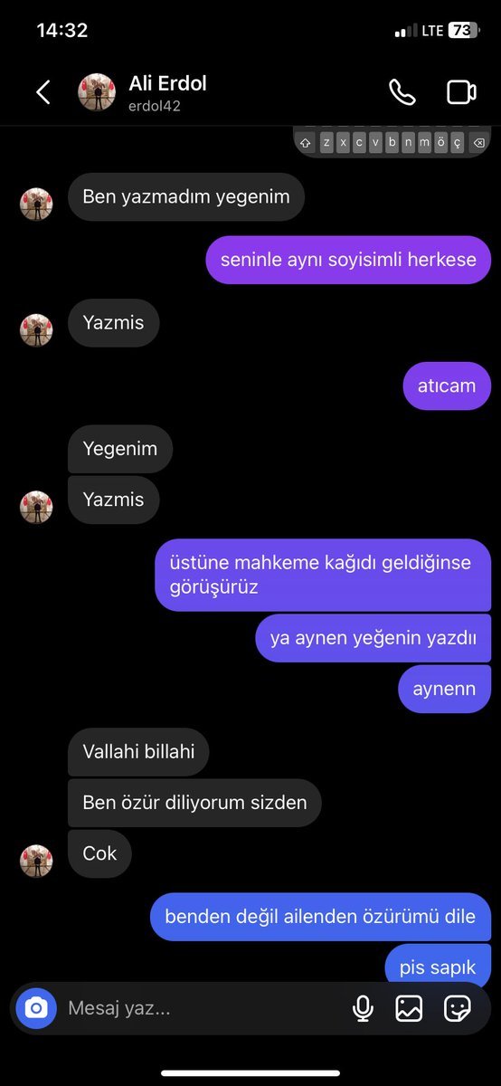 yeğenin mi yazmış   14:14...