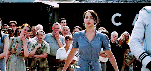 gifhungergames:  Katniss shouting Prim’s name in each movie - requested by @marvelxpotter