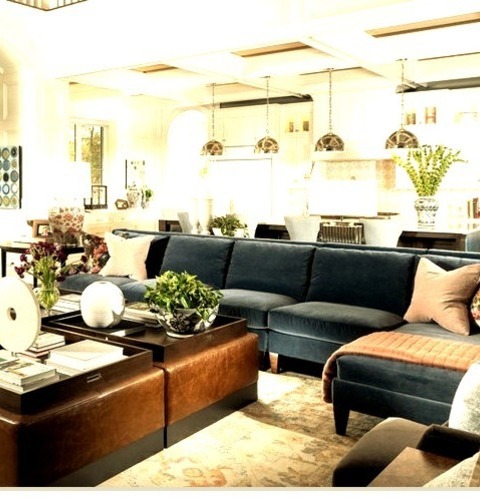 Loft-Style - Traditional Living RoomExample Of A Huge Classic Loft-style Medium Tone Wood Floor, Brown