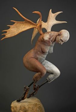 expecttheunexpectedtoday:  expecttheunexpectedtodayLife-size “Avian” Series sculpture by American “self proclaimed introvert” clay and bronze sculptor Susannah Zucker  .