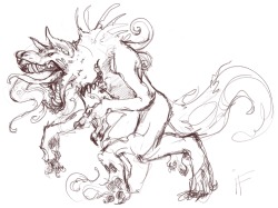 alradeck:  Liked the eldrazi werewolves from the newest MTG set so I doodled my own