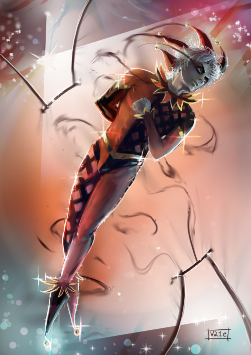Harlequin - day 24 - My oc Nervy Casanova as an acrobat dressed on a Harlequin.he’s a Changeling/sha