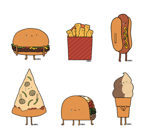 Sad. Foods. (This is a set of prints I will have available at Boston Comic Con.) That&rsquo;s ri