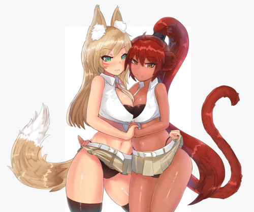 bnfworld:  ehrrr:Commission for person A cute gyaru comm of Sha’sha and Kitsuru for Leah and Cathare respectively.  Interested in animal girls, RP, commissioning or doing art and worldbuilding? Come check out http://www.bnfworld.com/ for more if you’re