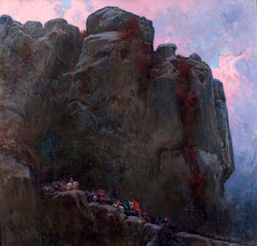 El paso de Roncesvalles / Roncevaux Pass.Oil on Canvas.86 x 90.5 cm. (33.85 x 35.43 in.)Art by Maria