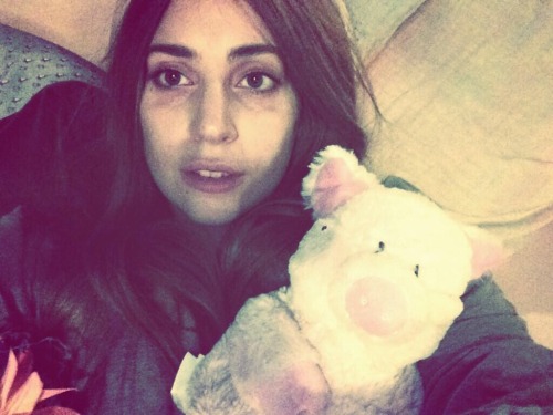  Night night my mom gave me this swine that heats up to keep my muscles warm. I love her mascara eyes no cries NY   Gorgeous bby.