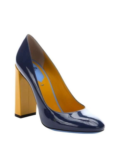 High Heels Blog colorblock-style: Blue And Yellow Patent Leather ‘Decollete’… via Tumblr