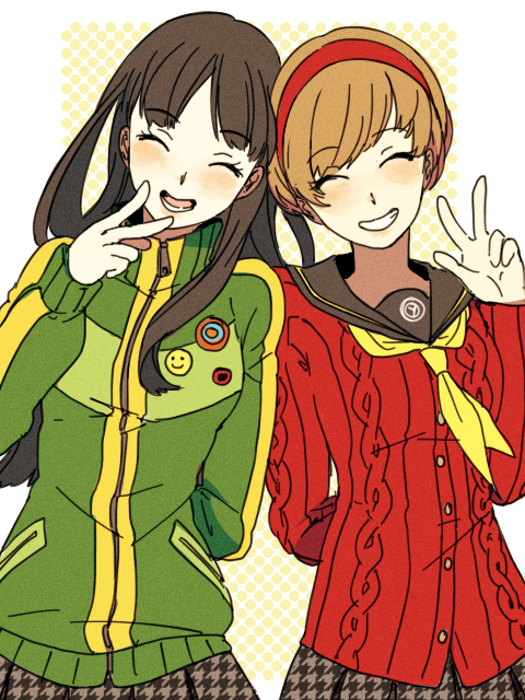 ai-wa: Green Yukiko and red Chie.