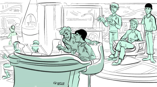 Part of the main bridge crew underwent discussion on how to celebrate Chekov&rsquo;s 21st birthd