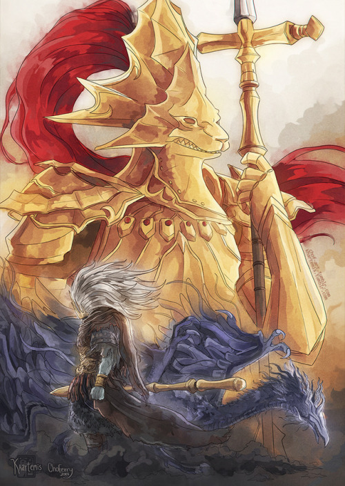 chof-art:  The Four Knights of Gwyn. Collab with @khartemis (drawing) and me (coloring). my instagra