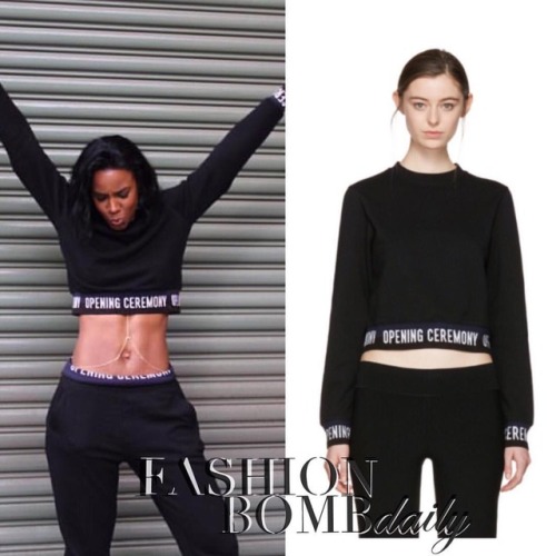 Morning an envy, care of @kellyrowland and her $150 @openingceremony cropped logo top. Hot! Get your