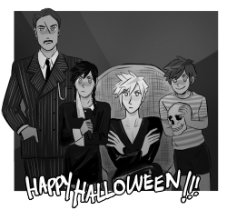 liverpepper:  sora: HAPPY HALLOWEEN EVERYONE!!!!!!! this is the only thing leon agreed to wear bc all he had to do was put on a suit…