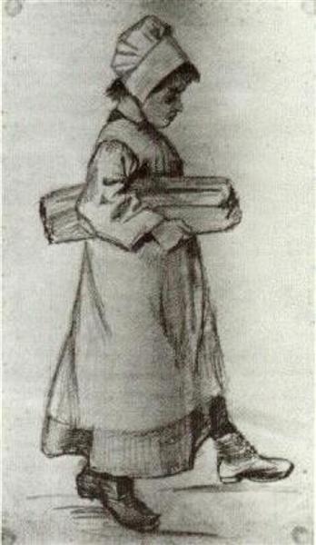 vincentvangogh-art:  Girl Carrying a Loaf of Bread 1882 Vincent van Gogh