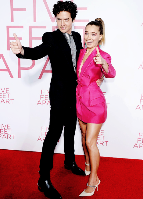 Cole Sprouse and Haley Lu Richardson attend the Five Feet Apart movie premiere in Los Angeles (March