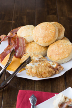 do-not-touch-my-food:  Biscuits with Fried Chicken, Bacon and Cheese