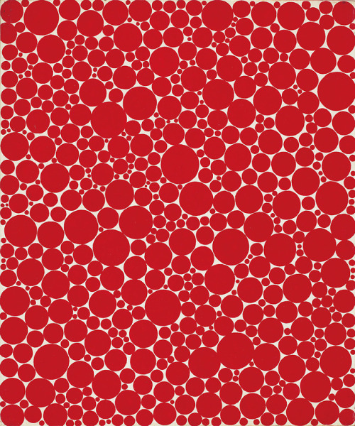 abstracteddistractions:  Yayoi Kusama, “Red Dots,” Painted in 2011,Acrylic on Canvas, 39 3/8 x 39 3/