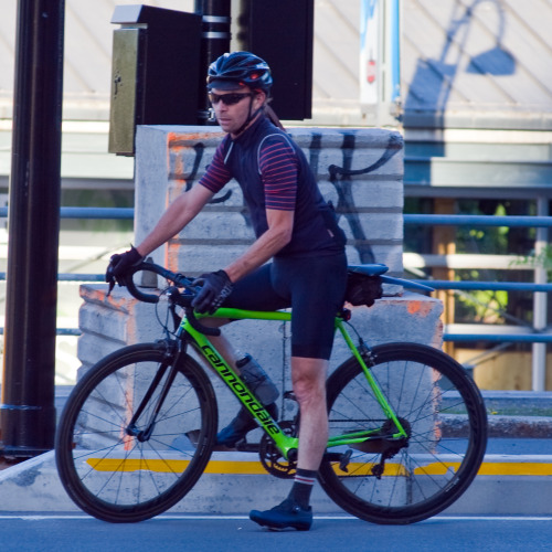 Nice hot package on a bike seen going by