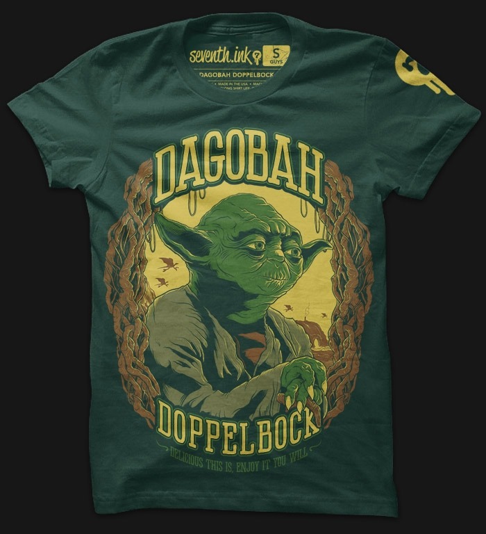 Delicious, this intoxicating shirt is! Pour out a little for the long lost Jedi masters while wearing this new, awesome shirt design by Seventh.Ink. We previously wrote about their Imperial Stout shirt.
Dagobah Doppelbock at Seventh.Ink (Flickr)...