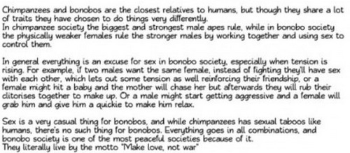 destielkills:   If Humans Used Animal Mating Rituals  petition for the human race to be more like bonobos. 