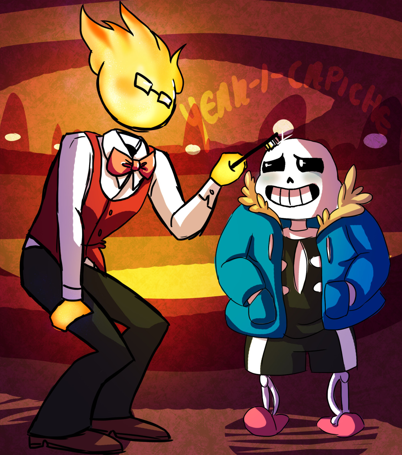 yeah-i-capiche: clean the skeleton. grillby and sans since @wingking117 asked for