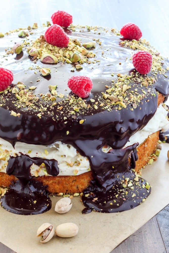 sweetoothgirl:    Pistachio Cream Cake with Chocolate Ganache and a Giveaway  