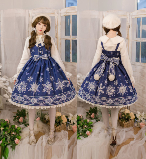 lolita-wardrobe:  New Release: Lemon Honey 【-The Snow Princess-】 #SweetLolita Jumper Dress◆ Shopping Link >>> https://www.lolitawardrobe.com/lemon-honey-the-snow-princess-sweet-lolita-jumper-dress_p4851.html