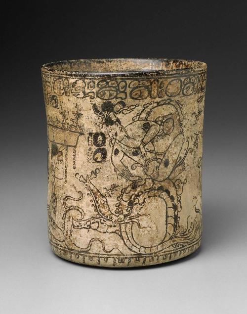 Maya cylinder vase from the Late Classic Period (750 – 780 AD),found in the Ik&rsquo; polity of El P