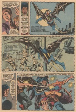 billyarrowsmith:  This fantasy sequence by writer Frank Robbins and artist Dick Giordano in “The Batman Nobody Knows!” (Batman #250, 1973) was later used by Grant Morrison to inspire the superhero Batwing of Batman Incorporated.