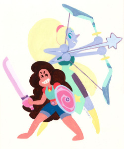 gracekraft: Pearlmethyst Week Day 7 - Hopal for Opal A bit late on this one but I wanted to make an Opal piece that also celebrated her appearance in Save the Light!  This was one of my favorite team combinations to use.  I like to call them the Giant