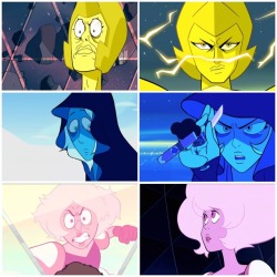 cupcakeshakesnake:  sparklysprite:  sinkingstone113:The Diamonds in their first appearances VS in the latest Bomb I corrected the pink diamond one  AFAGFSFHUDJHKFHGJF  bitch a GLOW UP