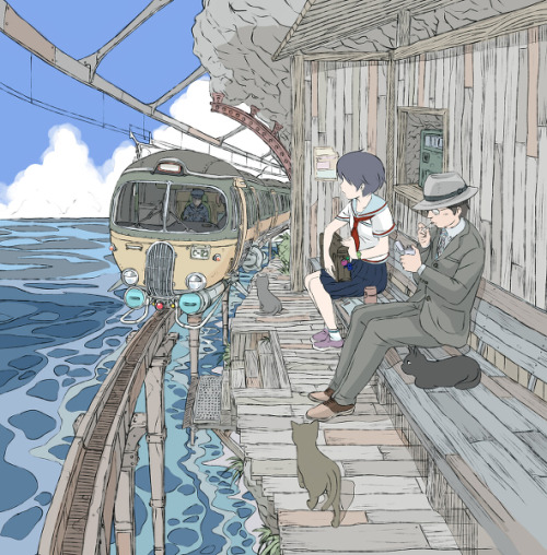 kei1753:「海沿いモノレール」/「aoi」のイラスト