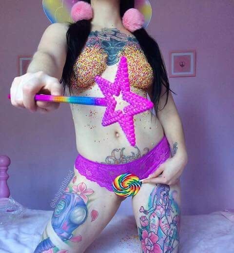 babygirl-blood: Today Daddy covered me in sprinkles and dressed me as a sugar nymph
