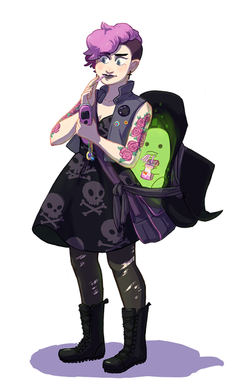 Commission for @nekromallcer of her cute witchsona! People who commission me to draw pink haired wit