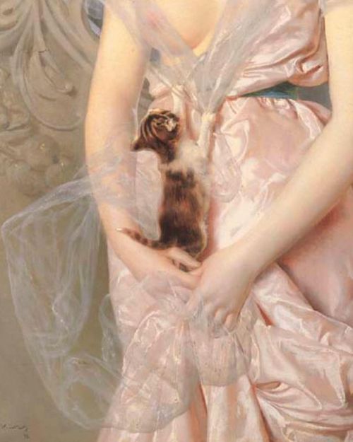 simena: The New Kitten - Vittorio Matteo Corcos (detail)