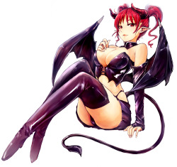 terasuccubi:  Succubus by ツァンAs found at:http://www.pixiv.net/member_illust.php?mode=medium&amp;illust_id=42469429Wonderful outfit and as a Succubus I think she has one of the most come hither looks I have seen in some time…