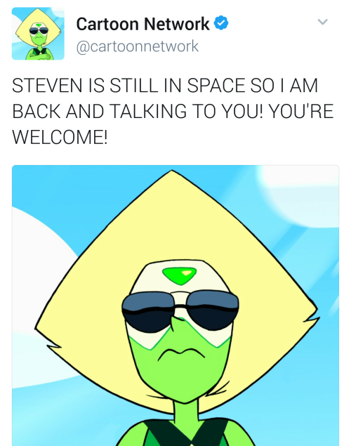 softwhorecore:  pearl-likes-pi:So uh in case you were wondering, this is going on on @cartoonnetwork’s Twitter right now  So is Peridot a Metaphor for Donald Trump?