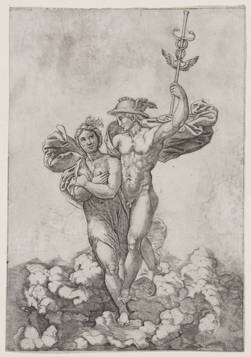 greekromangods:Mercury and Psyche1662–1711Giulio Romano (1499–1546) (Draftsman)Giovanni 
