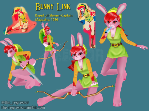 Low poly bunny girl Link cause I forgot it was bunny day and I’ve never modeled a bunny Link before~