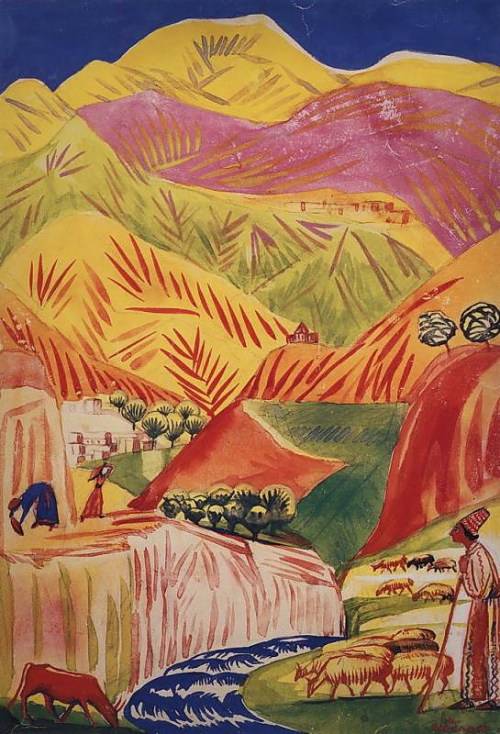 artist-sarian:Flamboyant landscape, 1933, Martiros SarianMedium: watercolor,paper